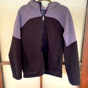 All in Motion Sherpa hooded jacket in black and gray.